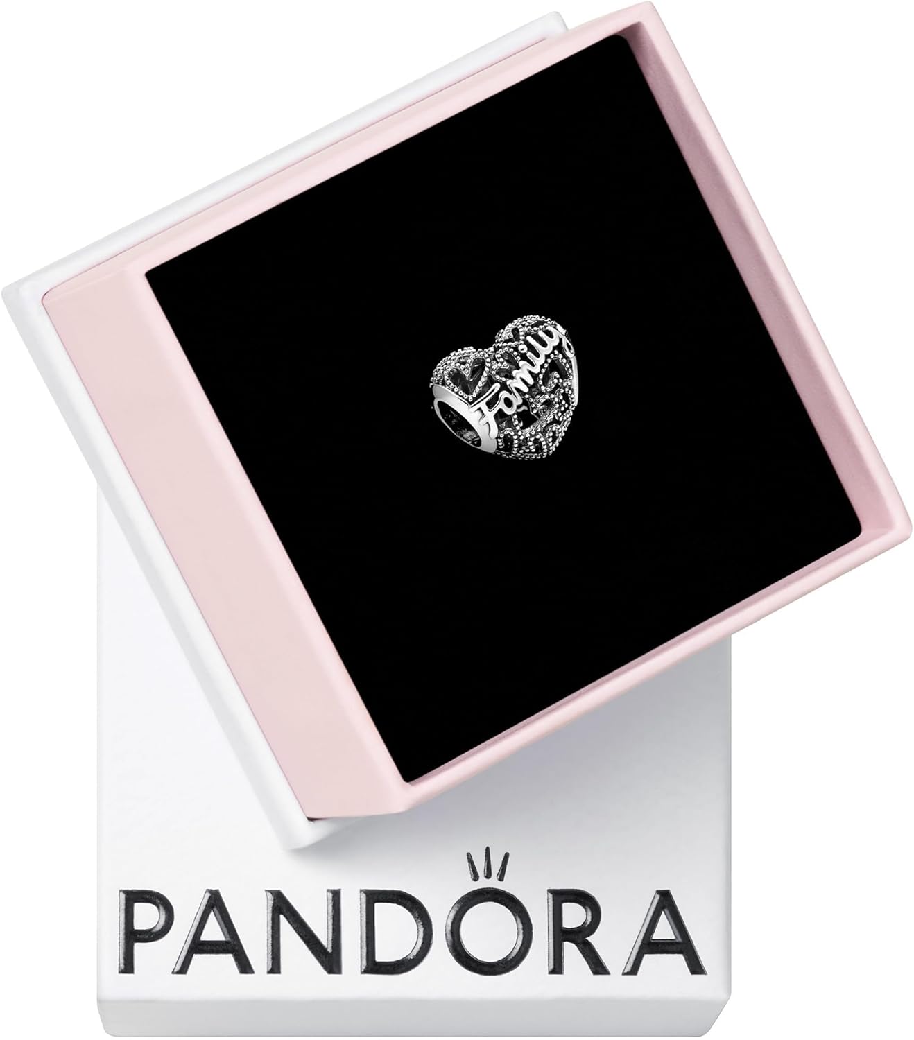PANDORA Family Heart Charm - Compatible with PANDORA Moments Bracelets - Jewelry for Women - Made with Sterling Silver