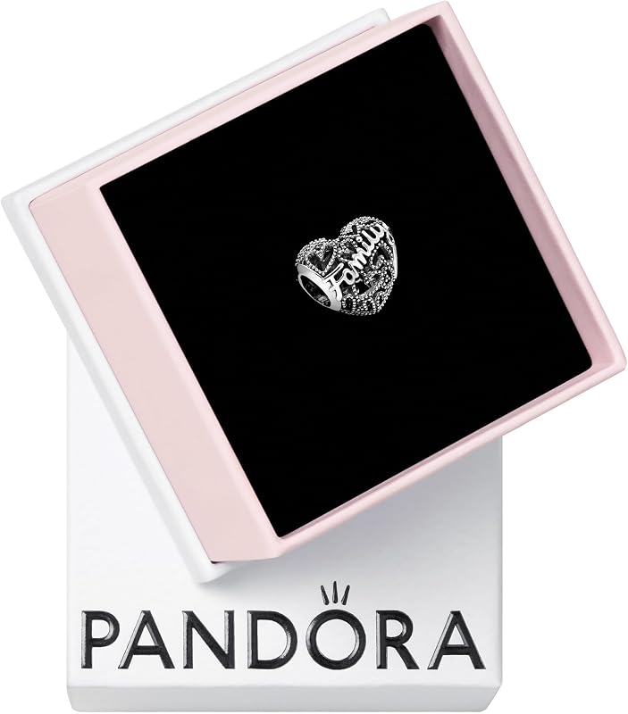 Dije de Corazón Familiar - Compatible con Pulseras PANDORA Moments - Joyería para Mujer - Hecho con Plata de Ley