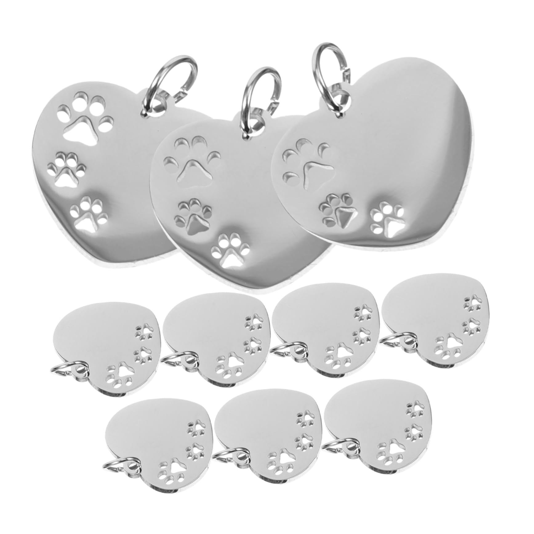 HANABASS 40pièces Étiquettes Acier Forme De Cœur avec Motif De Patte Creuse pour Identification De Chiens Et Animaux De Compagnie
