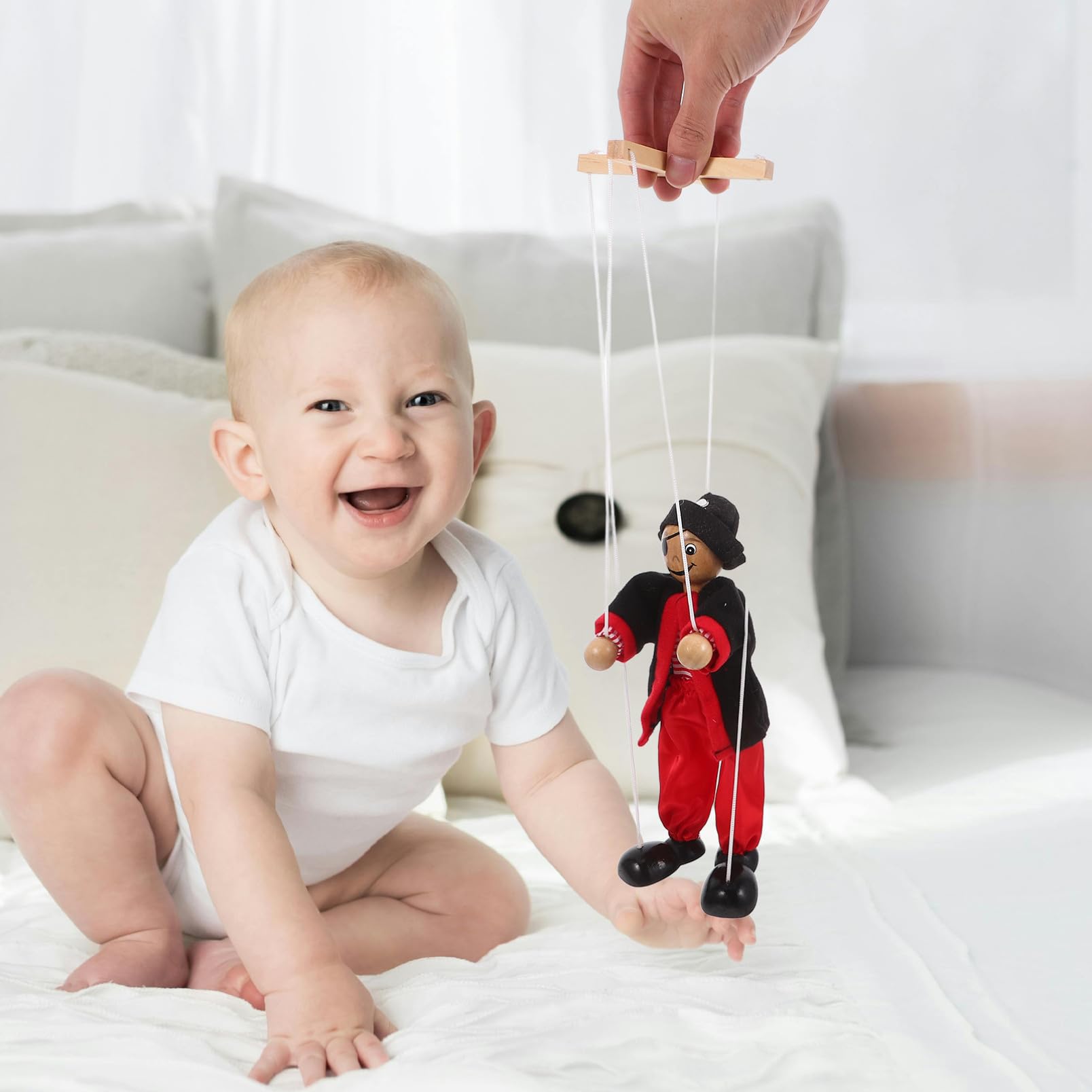 Marionnette À Fils Pirate en Bois 9.25In Jouet Interactif Parent-Enfant Théâtre Marionnettes Décoration Pirate Amusante