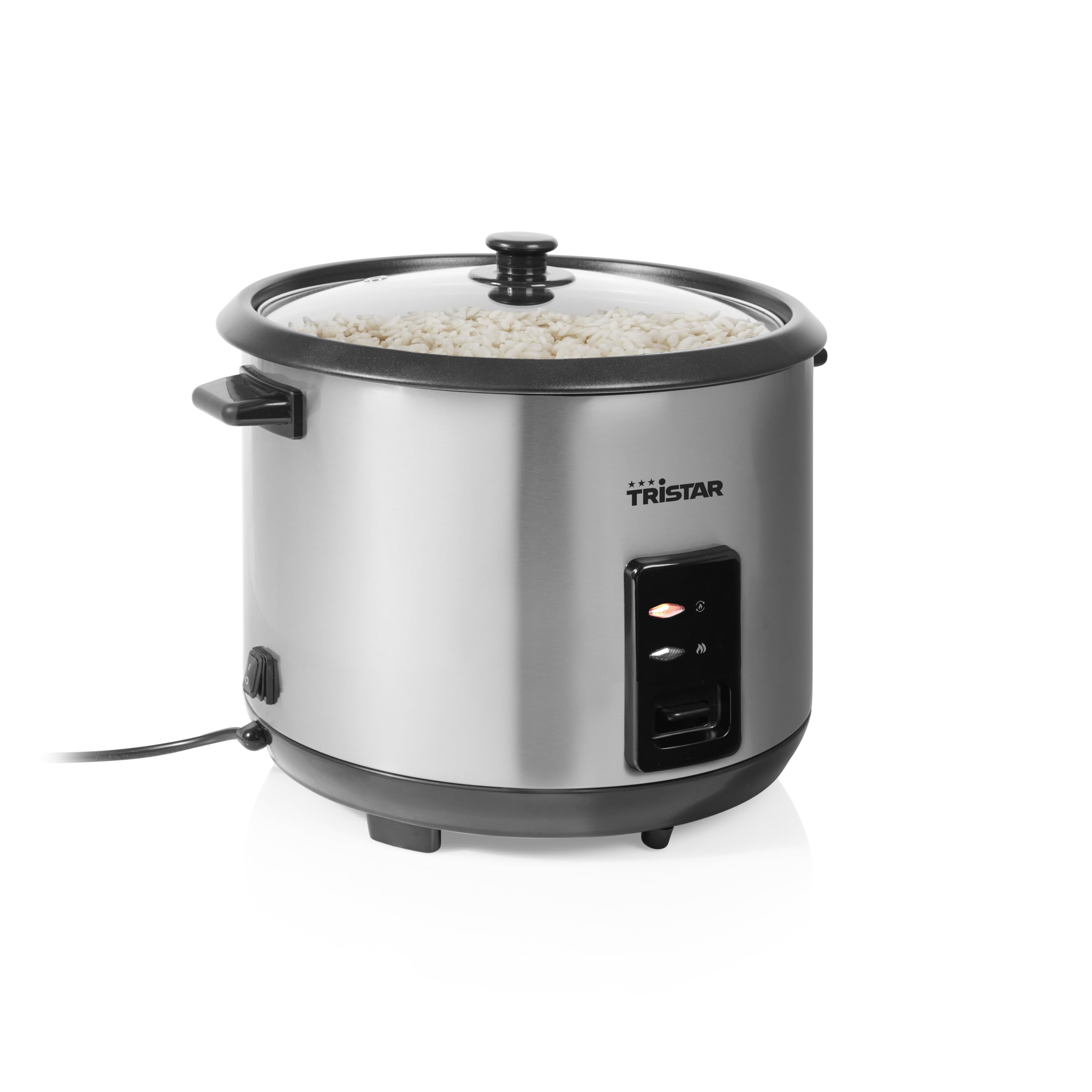 Tristar Cuociriso, Capacità 2,8 L, Sistema di Riscaldamento da 1000 W, Corpo in Acciaio Inox, Pentola Antiaderente, Cestello per Vapore, RK-6158
