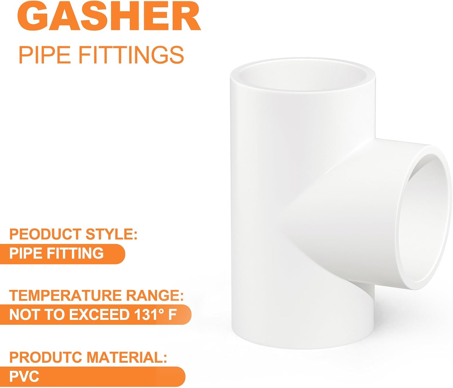 GASHER 8PCS PVC Pipe Fitting 2" PVC 3 Way Tee Furniture Grade Pipe Socket Fittings, For Home or Industrial