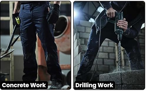 IBEX TR5 Men’s Cargo Work Trousers with Knee Pad Pockets - Heavy Duty Pants with Multi-Pocket, Elastic Waist, Twin Belt Loops & YKK Zip - Durable Workwear Combat Trousers, Black, 34W X 31L Regular - Image 6