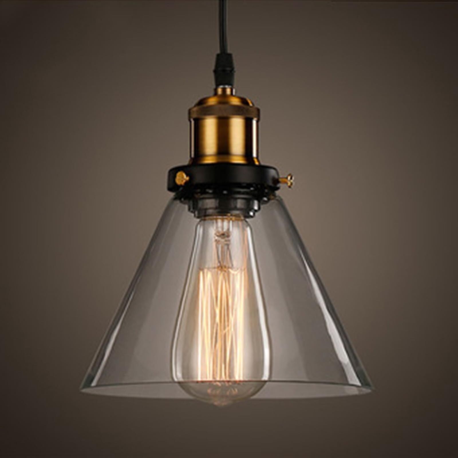 SYAXVOM Vintage Industrial Glass Pendant Lamp E27, Ceiling Chandelier with Shade, Lighting for Bedroom, Living Room, Restaurant and Loft(Modello A- Trasparente)