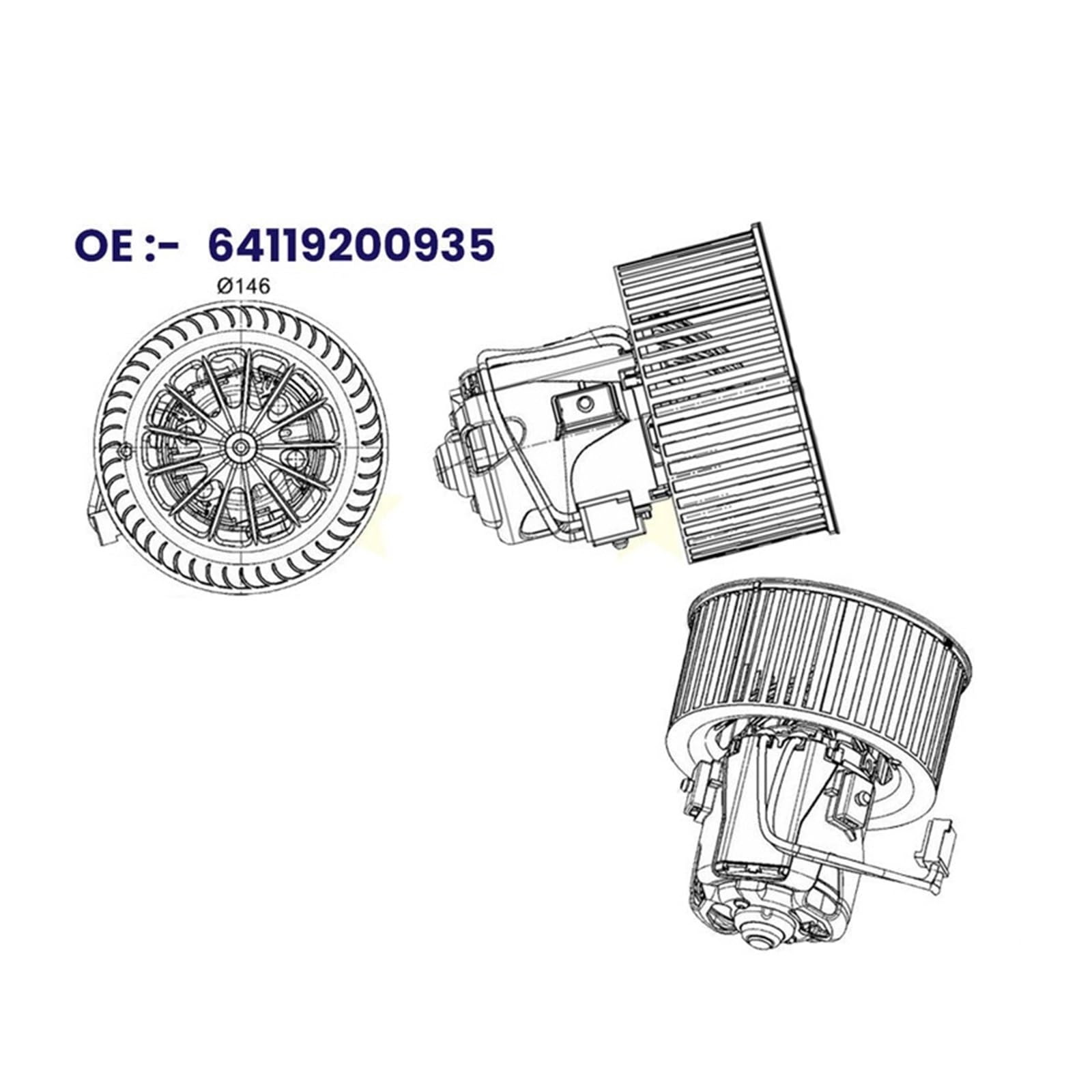 Ventilador de calentador ventilador de motor compatible for BMW 5 6 Serie 7 F07 F10 F11 F06 F12 F01 F02 F03 F04