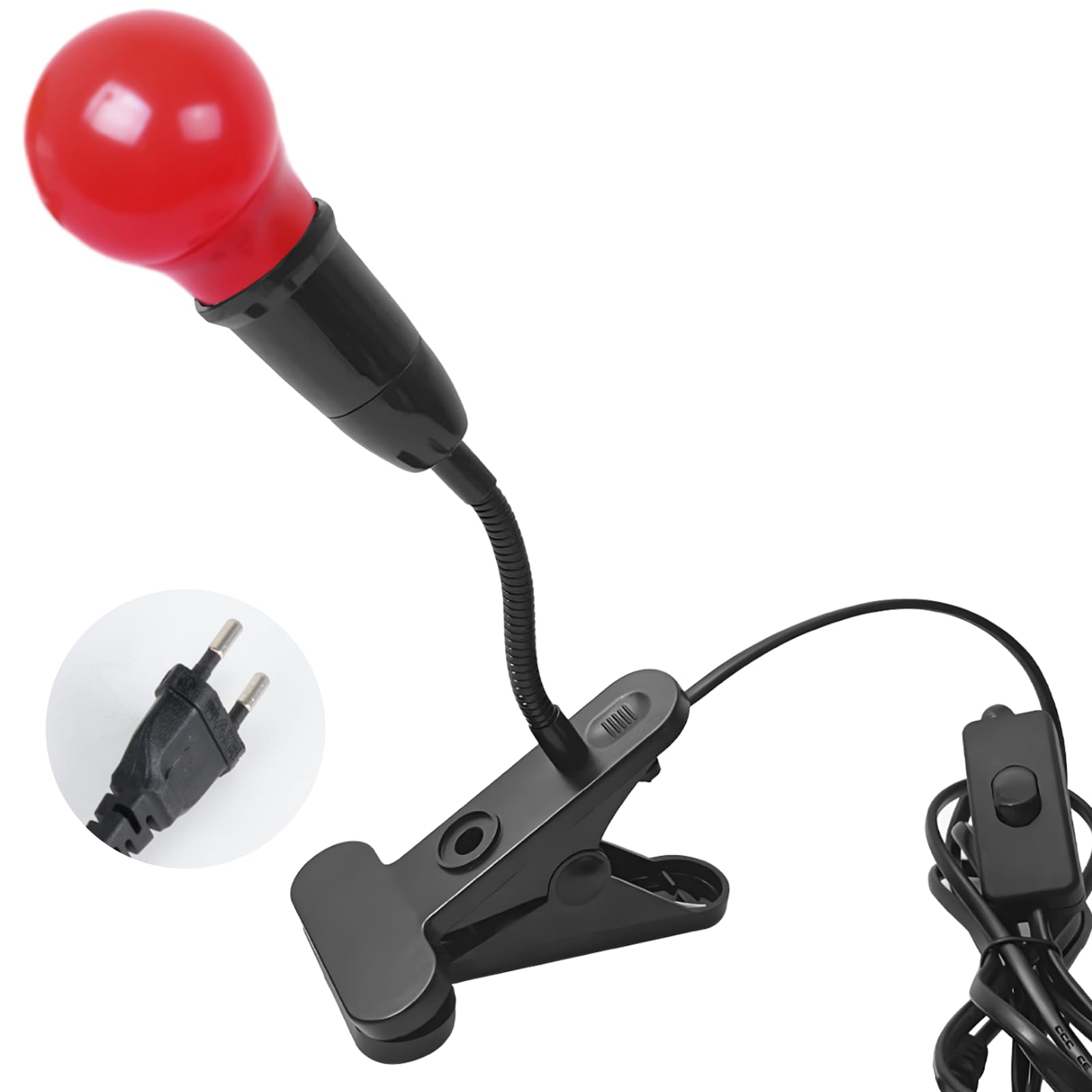 eTone Dunkelkammer SafeLight, Rote LED-Schreibtischlampe mit Clip, 360 Grad einstellbar, geeignet für Die Verarbeitung Von S/W-Film und S/W-Druckpapier (5W)