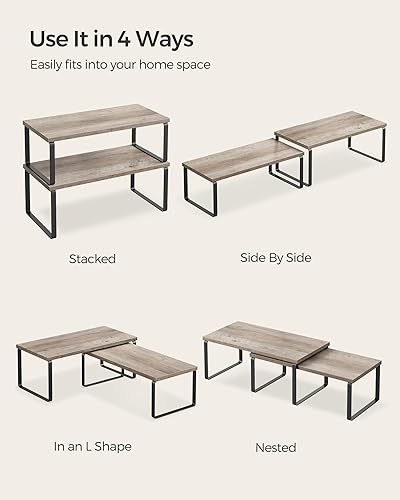 Miniatura 7 de SONGMICS Estante organizador de gabinete, juego de 2 estantes de encimera de cocina, almacenamiento de cocina, estante de especias, apilable,