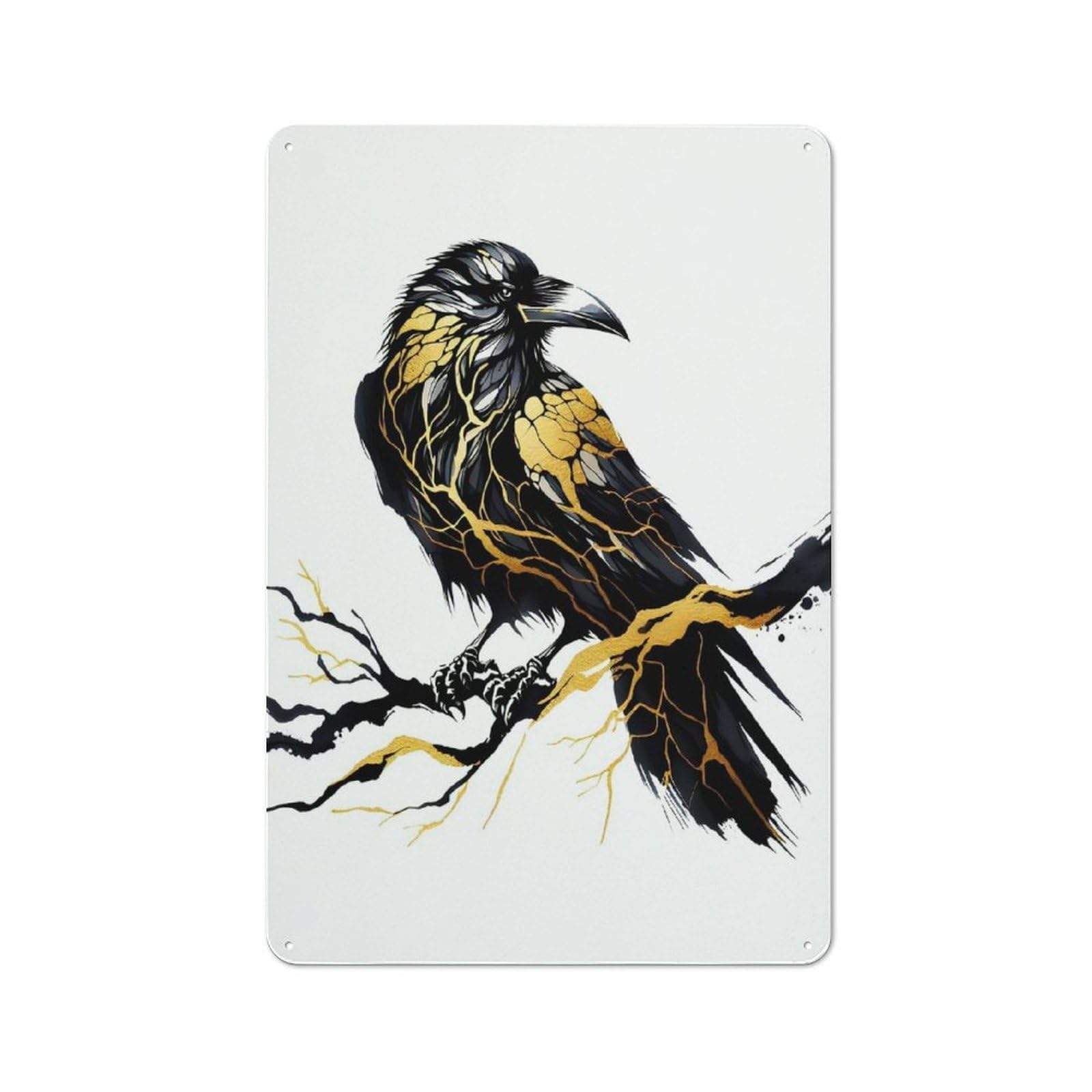 Junmoney Ink Raven Metal Wall Sign 30X20cm Featuring For Café Or Home Bar, A Winter Wall Decor Update For Hospitality Decor Collectors