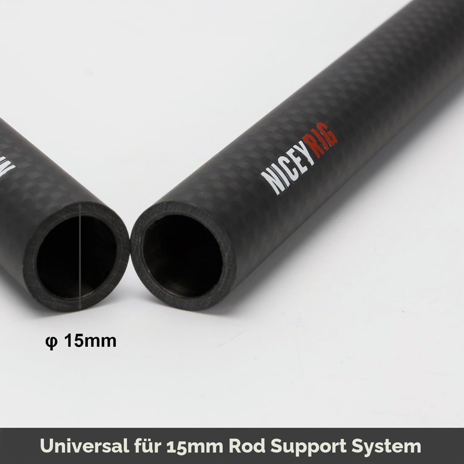 15mm Carbon Fiber Rods,NICEYRIG 15 mm Kohlefaser-Stangen, 40 cm, 15 mm Stangenschienen-Stützsystem, DSLR-Schulter-Rig, Kamerastabilisatorkäfig, Matte Box, Grundplatte