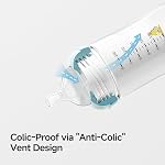 Oberni 240ml Baby Bottles, 8 Oz Wide-Neck Milk Feeding Bottle with Size"M" Teat for 3-6 Months Newborn Babies Beige/2 Pack