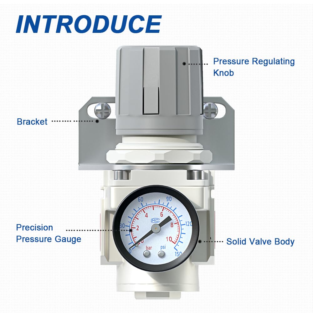 AIRZOE Air Pressure Regulator - 0-150 PSI -3 AIRZOE Air Pressure Regulator - 0-150 PSI -3