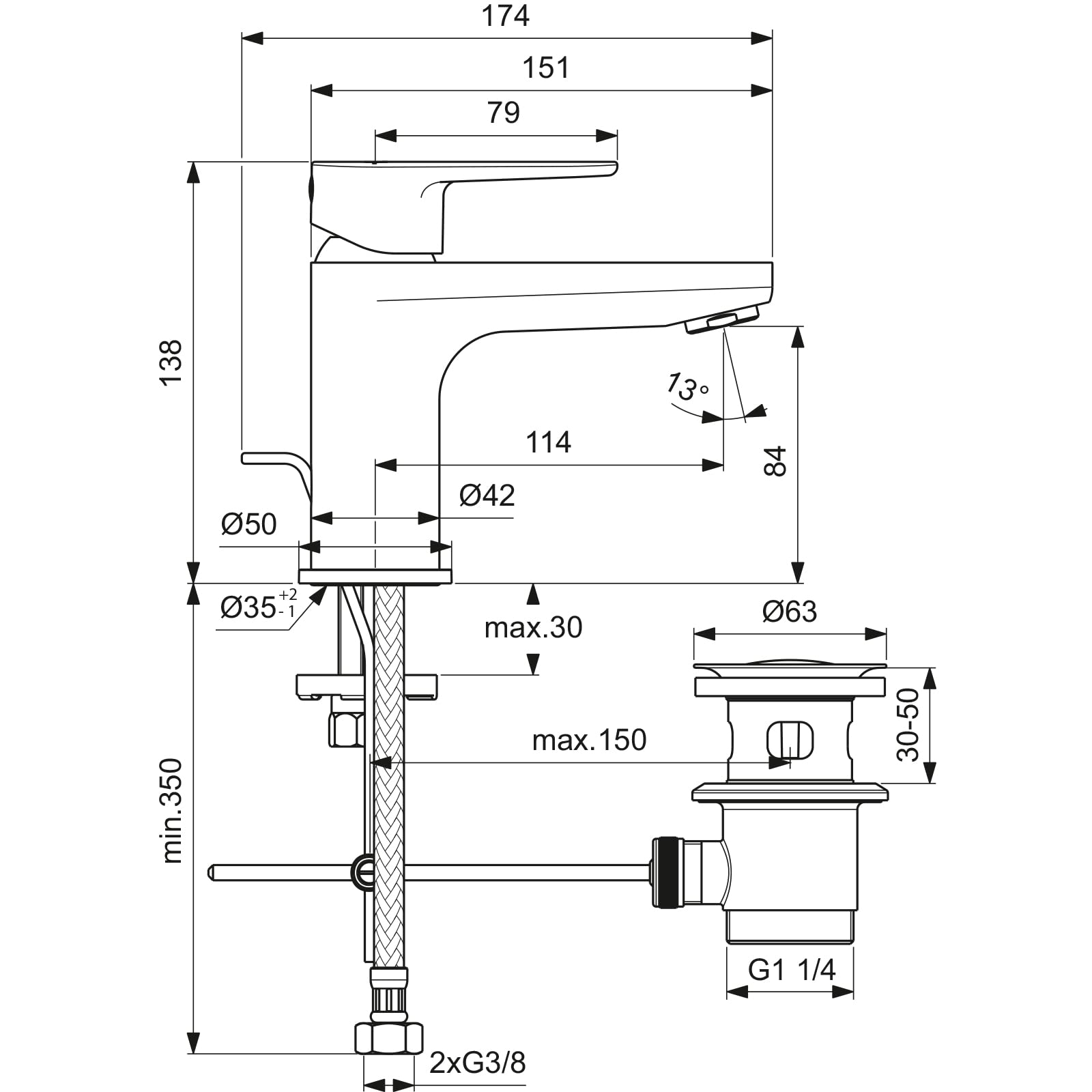 Ideal Standard - Cerafine O, Miscelatore monocomando per lavabo, Cromato