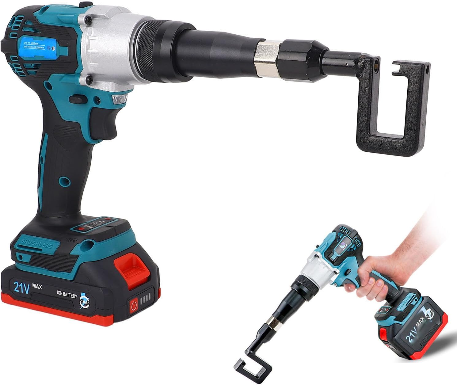 Electric Keel Pliers, Multi Angle Building Keel for Punching, Light Steel with Light, Rechargeable Li Ion Battery Powered
