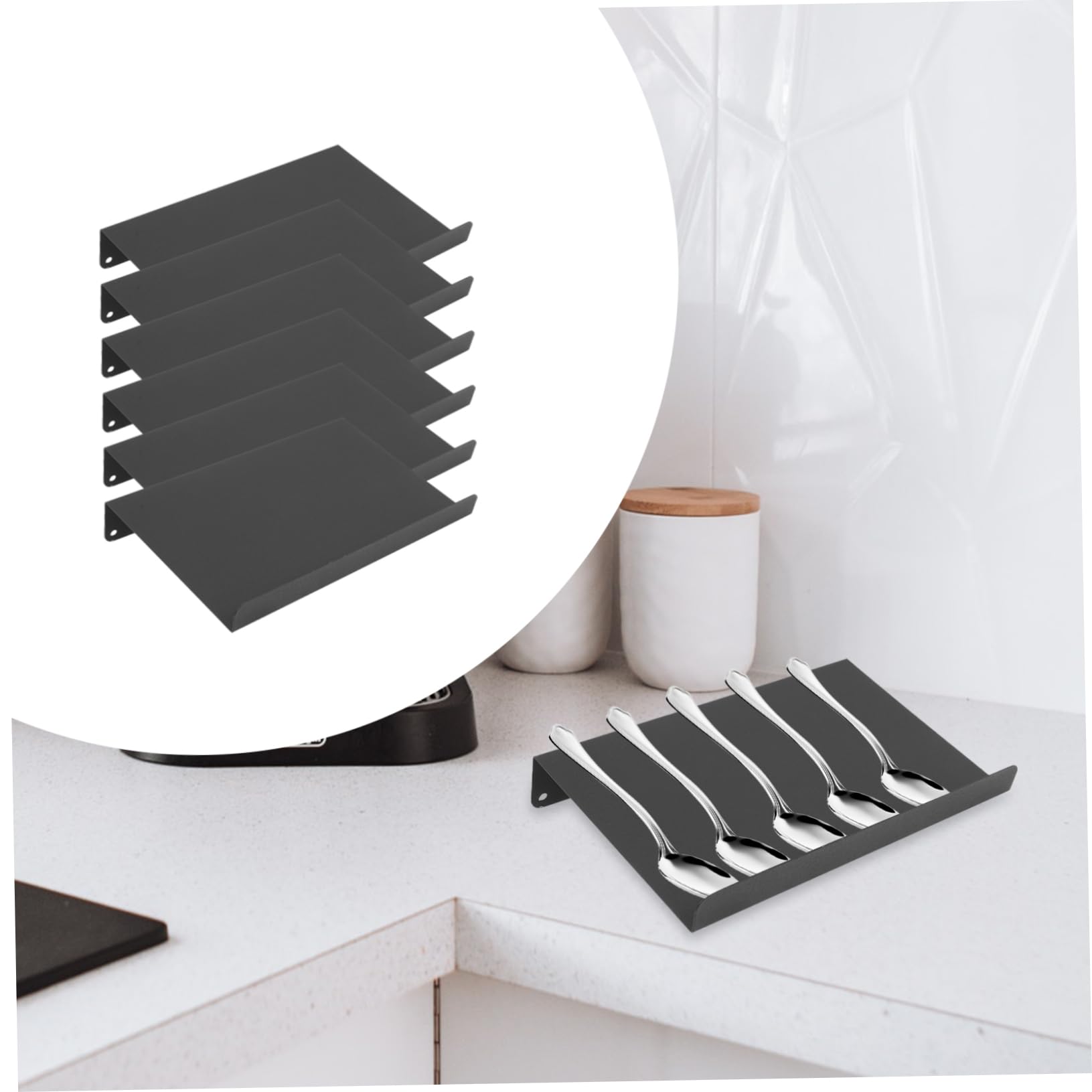 Gewürzschubladen Organizer für Küche, 1 Satz aus Space Aluminium, Schwarz