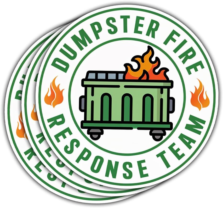3Pcs Dumpster Fire Response Team Sticker Funny Meme This is Fine Dumpster Fire Sticker Gift Dumpster Fire Response Team Stickers Dumpster Fire Decal for Laptop Bottle Phone Car Hard Hat 3"x3" (D1)