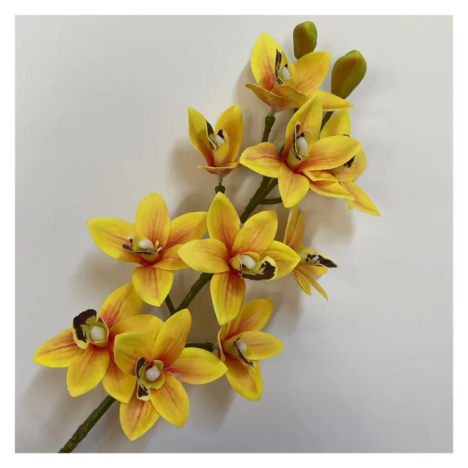 GJgfjGHK One Simulated Phalaenopsis Artificial Real Touch Vanda Cymbidium Tiger Orchid Plant Artificial Plants Indoor(Yellow)