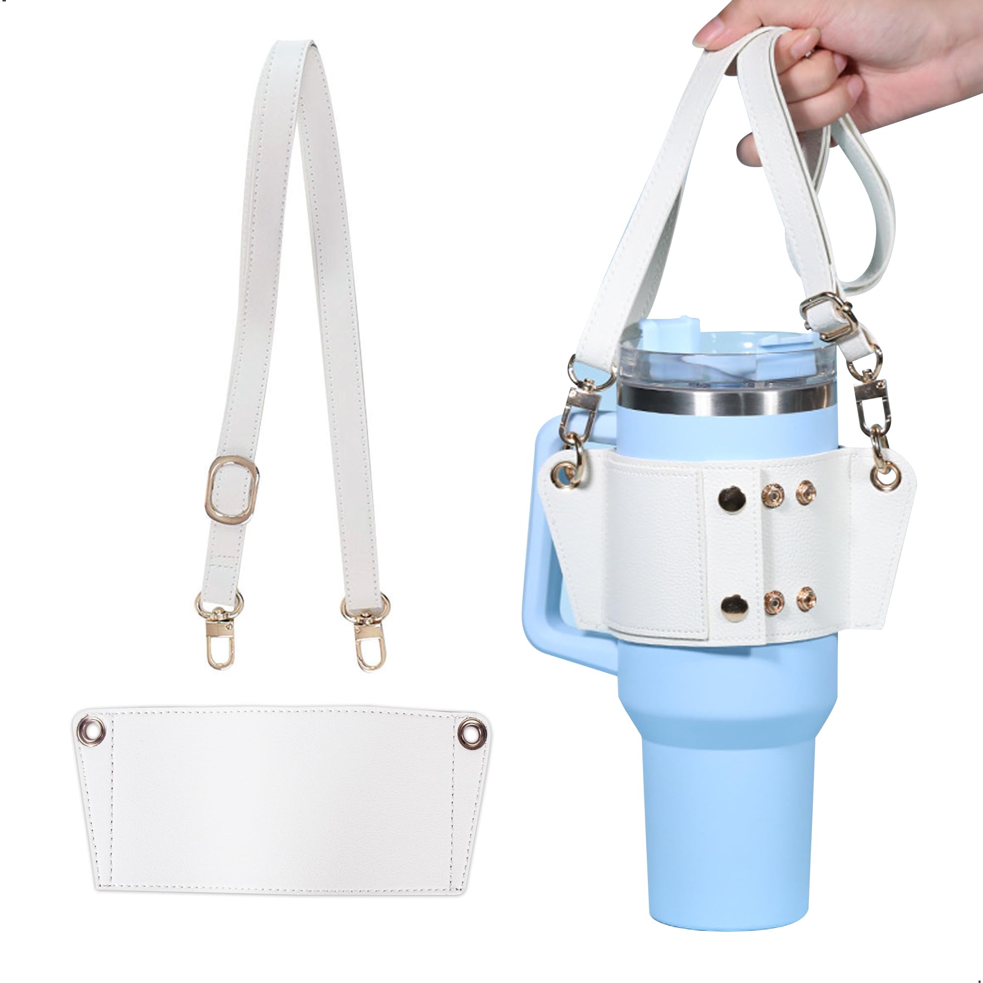 Water Bottle Holder Backpack, Water Bottle Holder Adjustable Shoulder Strap, Water Bottle Holder Skins with Card Slots Suitable for Camping, Cycling and Hiking (White)
