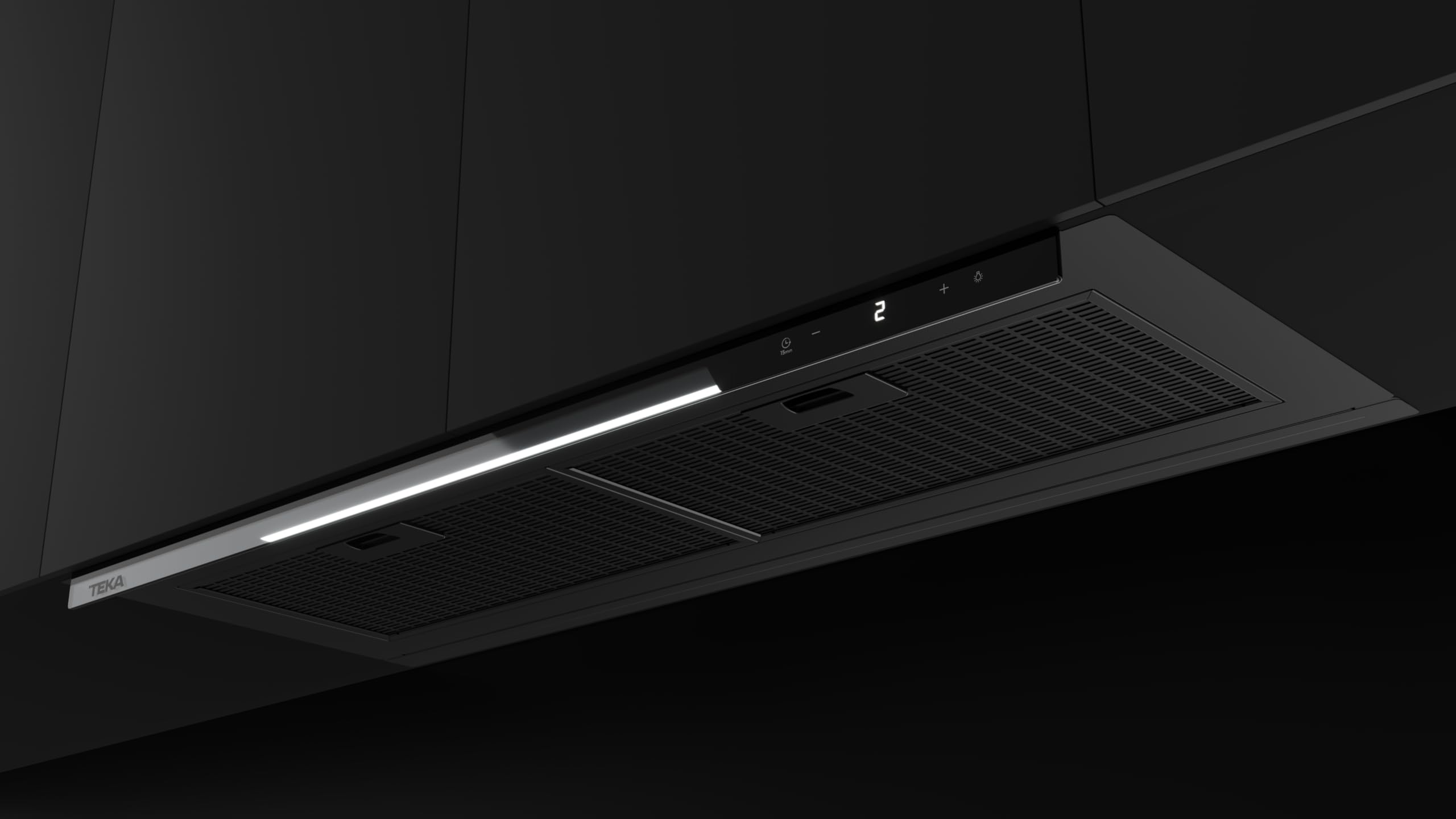 TEKA Campana Extractora Integrada 90 cm, 3 Velocidades + 1 Intensiva, Motor EcoPower, Iluminación LED, Filtros Metálicos, Recirculación, Clase Energética A+, Integra GFI 97350 EOS BK