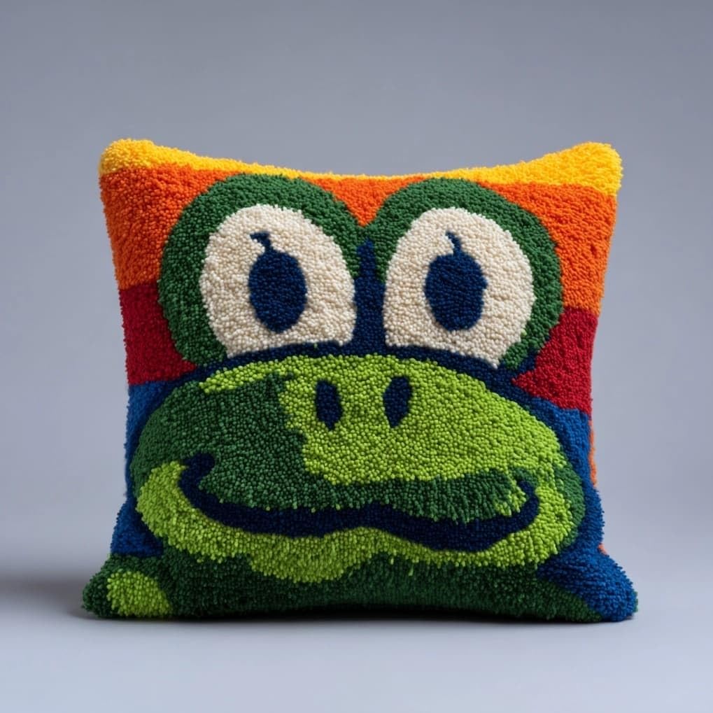 AxiangziK Latch Hook Pillow Kits for Beginners,Cartoon Frog