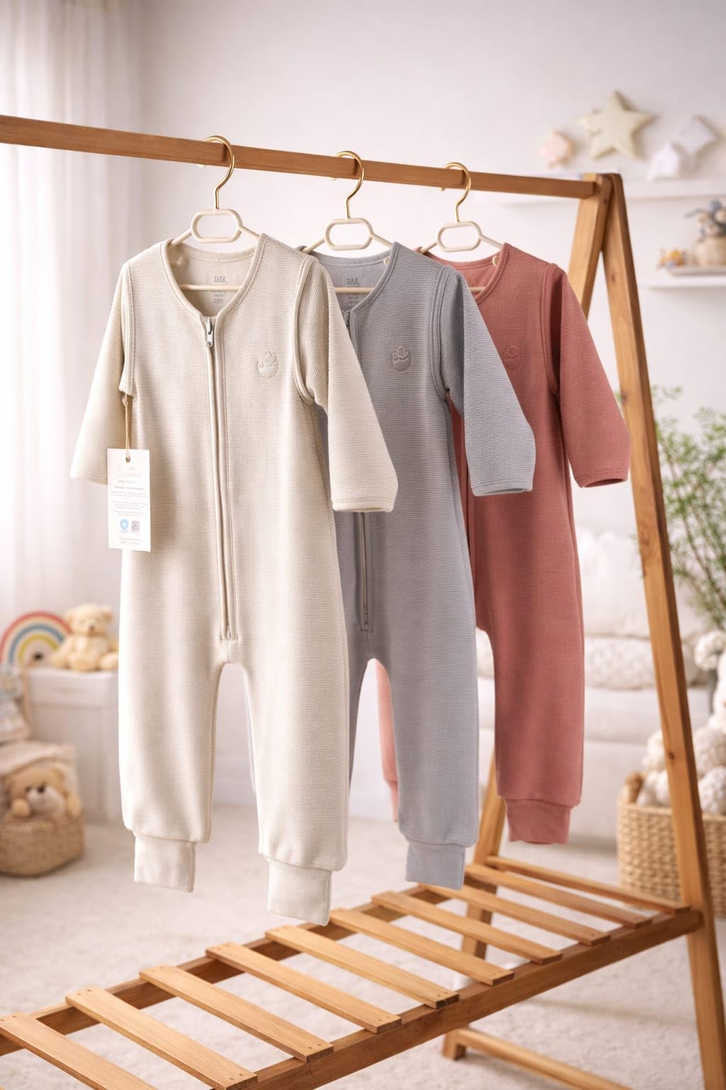 Babyschlafsack – Schlafsack mit Füßen, Schlafsack Baby aus 100% Baumwolle, Premium Unisex Design, 3 TOG Winter, mit abnehmbaren Ärmeln, OEKO-TEX Standard zertifiziert