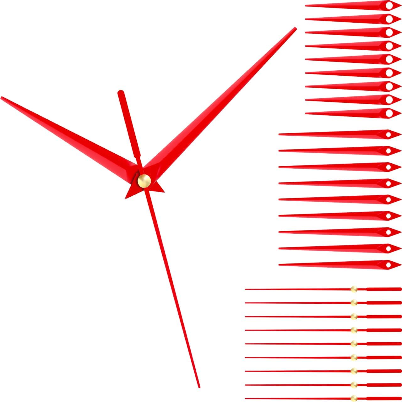 10 Sets Clock Hands - DIY Wall Clock Hands Pointers s Replacement Parts Accessories s Kit for DIY Repair Parts Replacement, Red