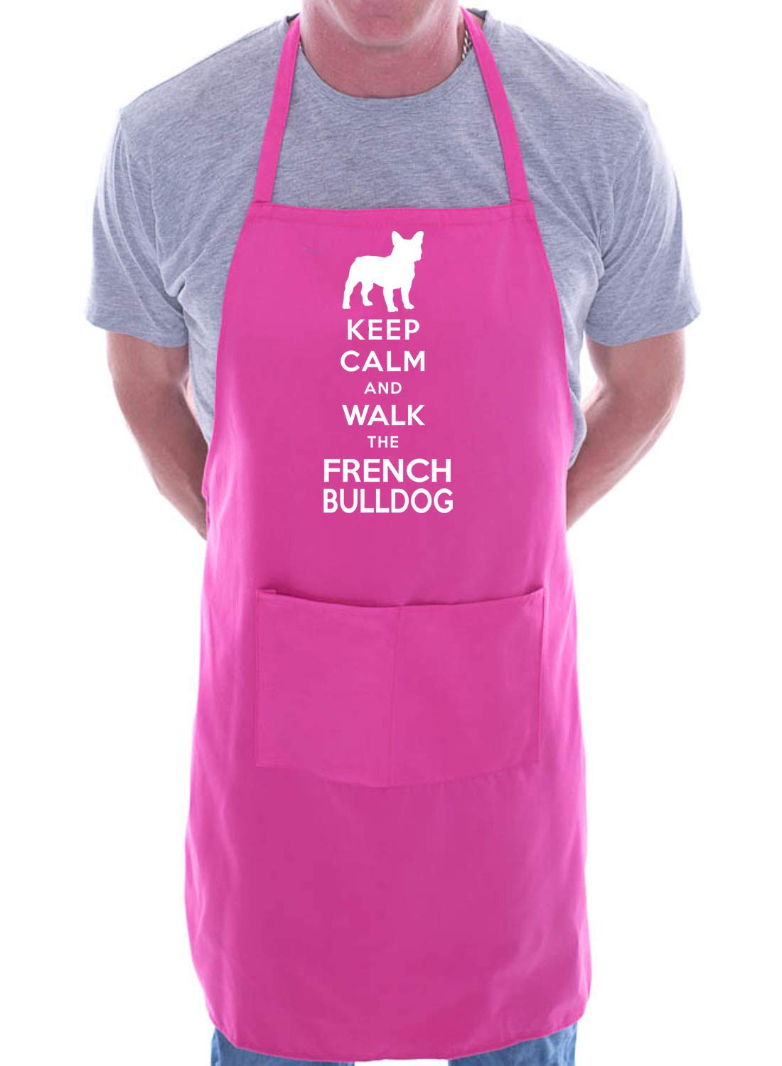 Print4U Keep Calm & Walk The French Bulldog Apron Cooking Novelty BBQ Gag Gift Present For Dog Lover Ladies Mens Pink