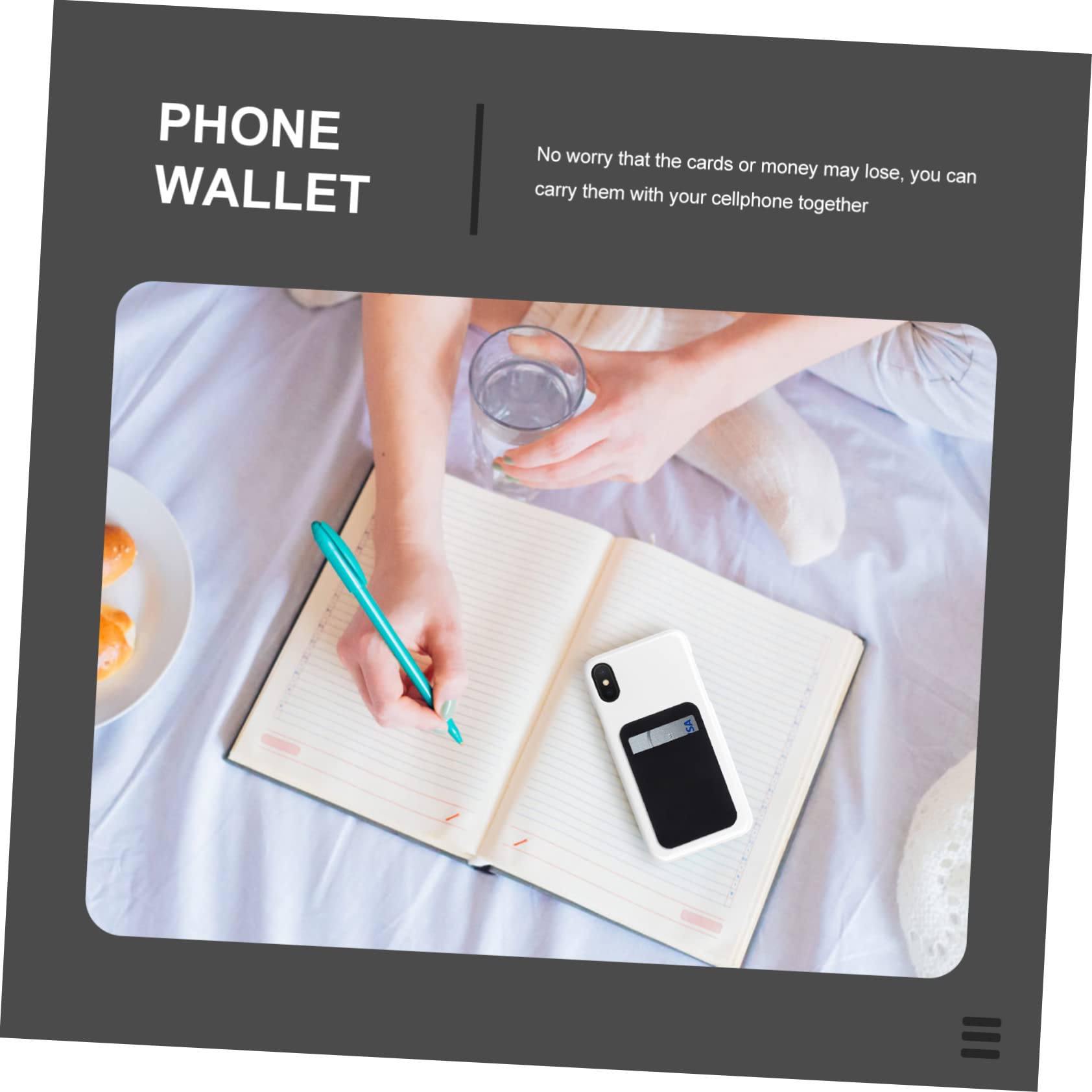 Gatuida 10pezzi Portacarte Adesivi Per Smartphone Ultra Sottile Per Telefono Wallet Per Id Design Antiscivolo Nero
