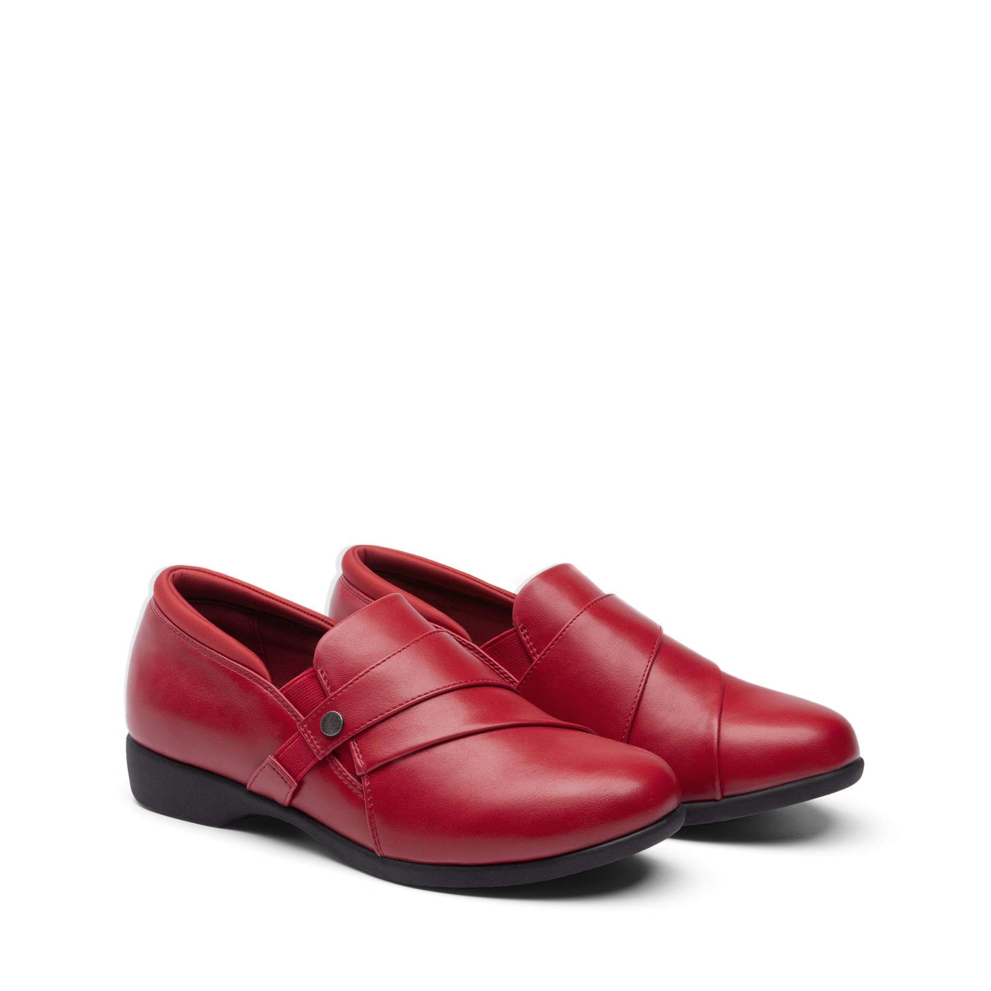 DREAM PAIRS Mokasyny dla kobiet wsuwane Komfortowe eleganckie mokasyny do pracy biurowej Mokasyny biznesowe i casualowe z ekoskórą, okrągły przód z podparciem sklepka, Czerwony, 41 EU