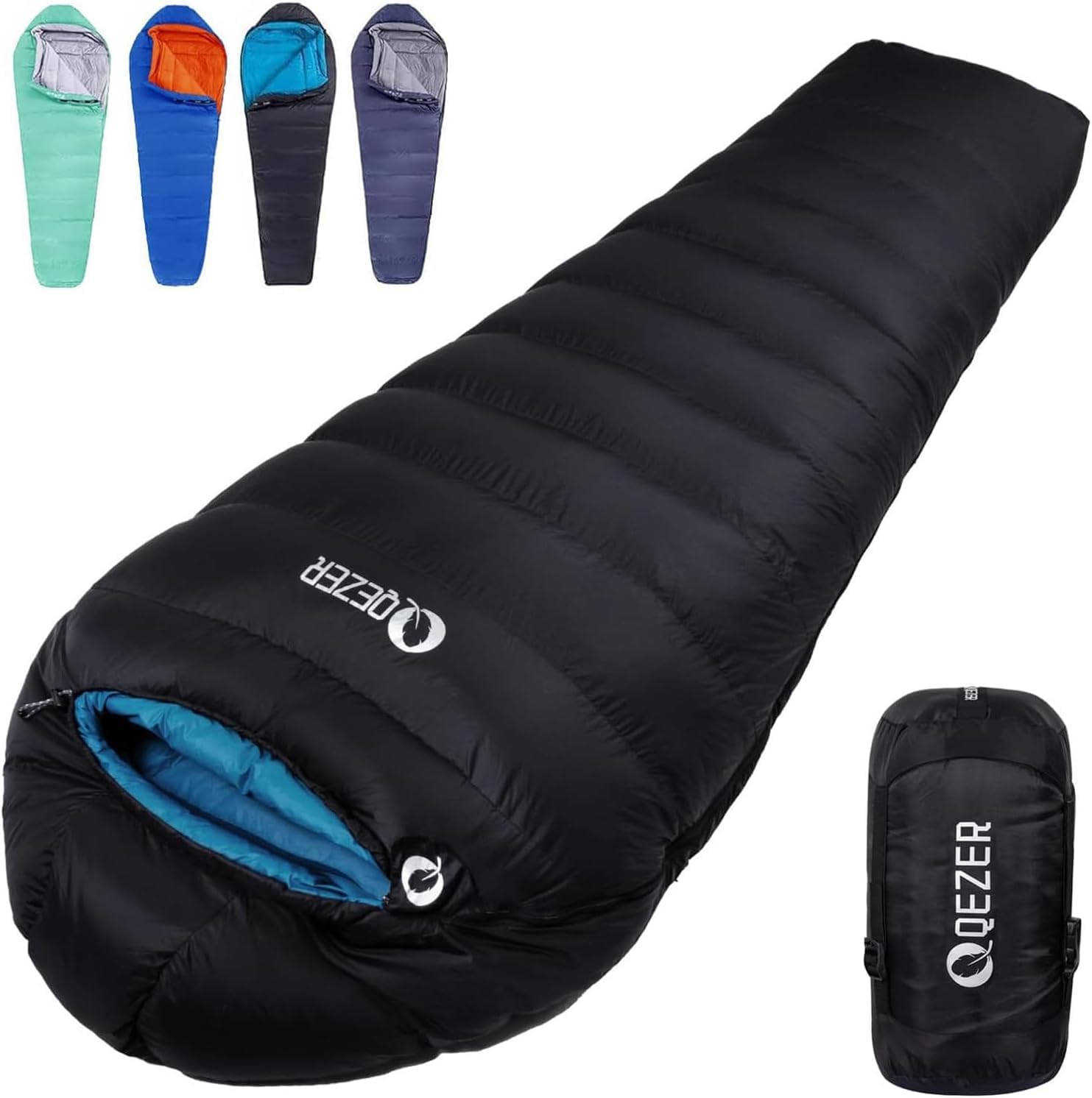 QEZER Mummy Down Sleeping Bag, 800g Fill