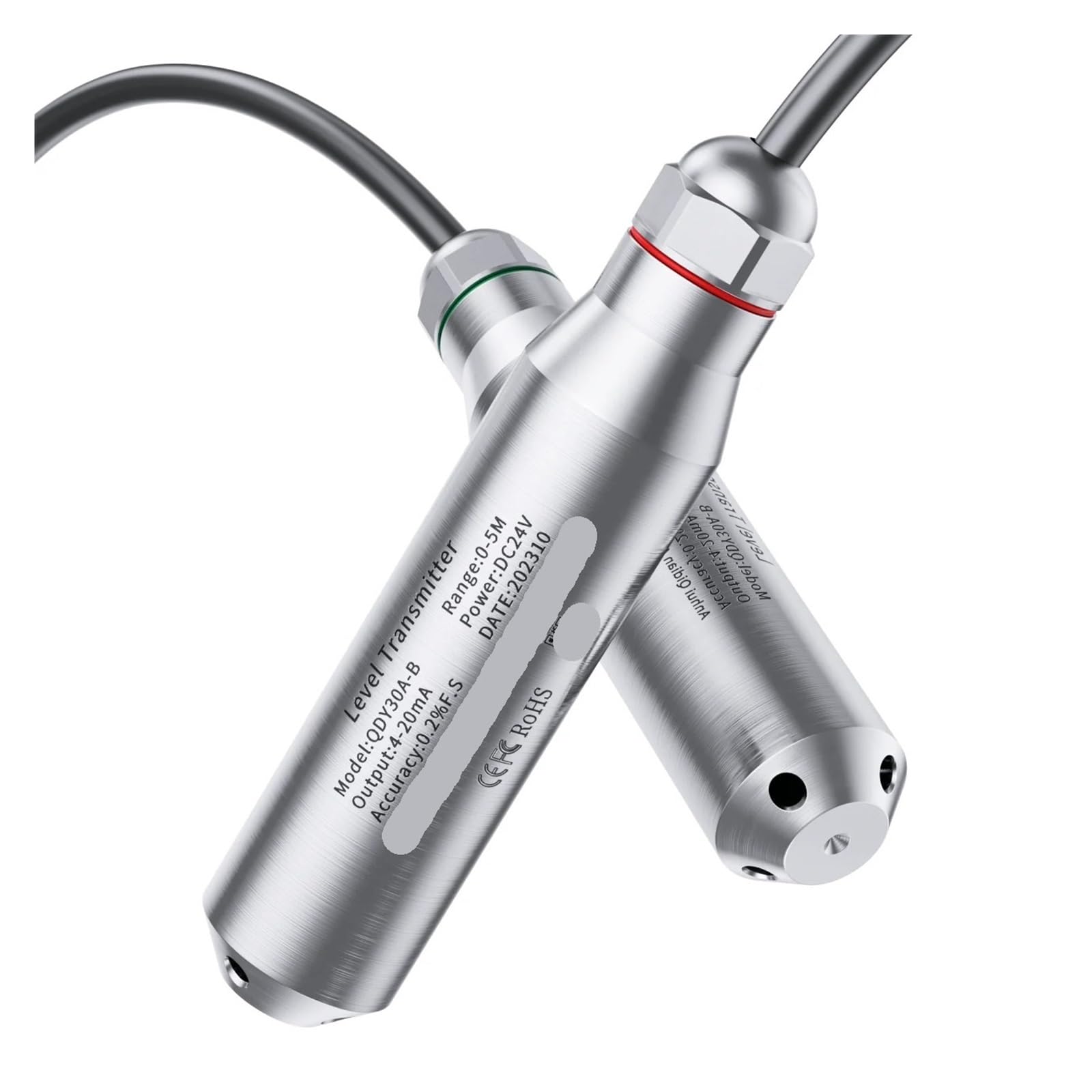 Pxqchavln 2M Range 2M Cable 1Pcs Submersible Level Sensor 1M 2M 5M 10M Hydrostatic 4-20Ma 0-10V Rs485 Transmitter Water Tank Pressure Converter(,Rs485 Output)