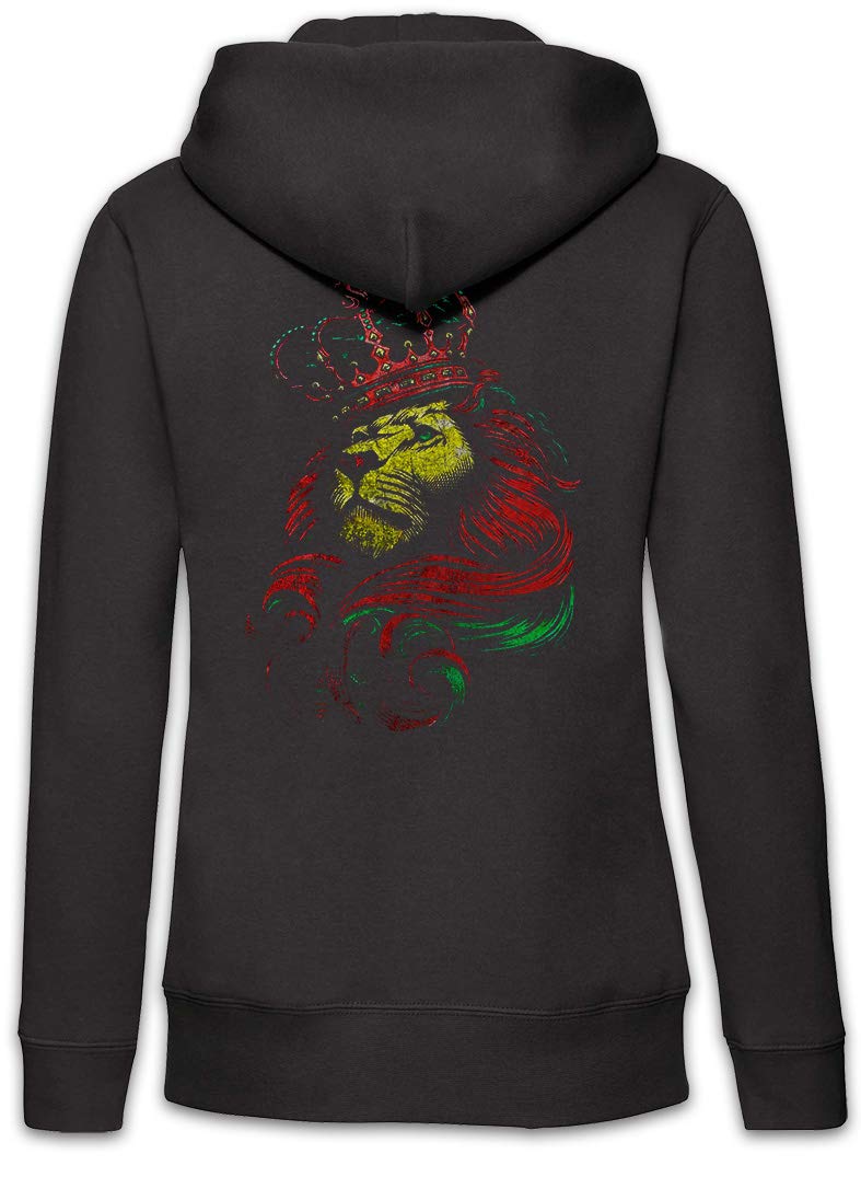 Urban Backwoods Rastafari Lion VI Felpa da Donna con Cappuccio Zip Hoodie Zipper