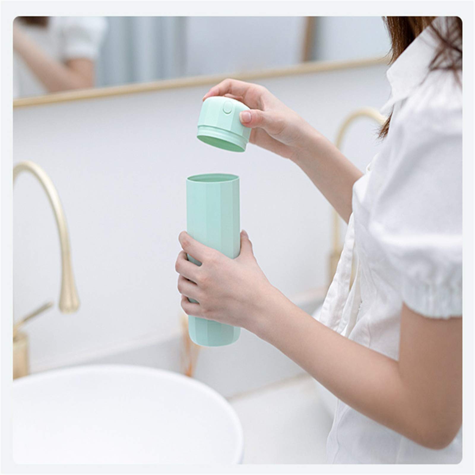Vaso para Cepillo de Dientes Caja de Almacenamiento Taza Cepillo Dientes portátil Vaso plástico esterilización para Accesorios de Baño(Rosado)