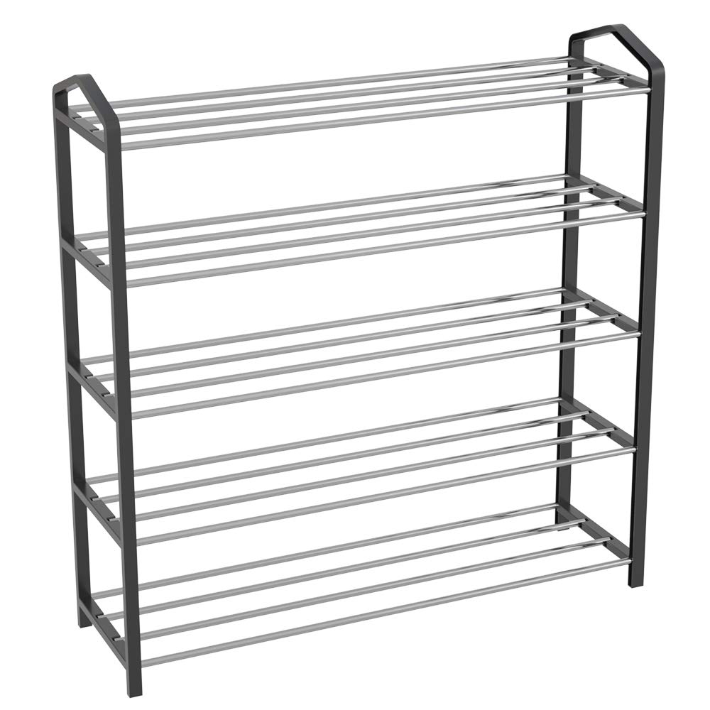 BuzowruilShoe Rack Storage Organizer 5 Tiers Shelf Store 20 Pairs of Shoes,Black