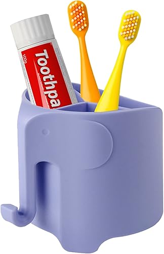 Miniatura 36 de RyanLemon Soporte para cepillo de dientes de elefante para niños pequeños, con ventosa, bonito soporte para cepillos de dientes para niños