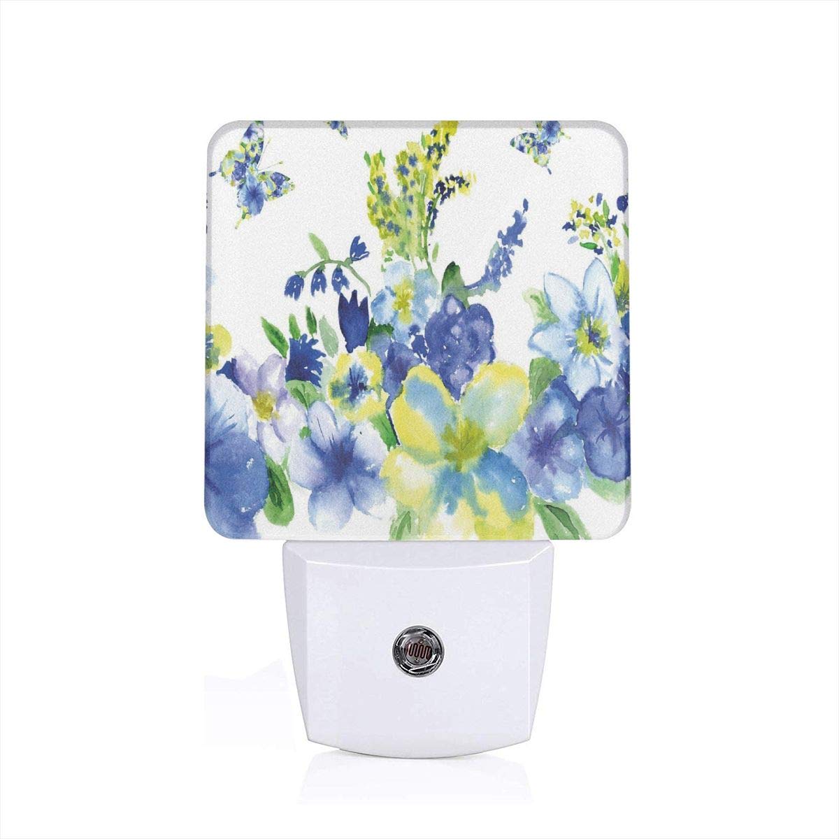 Shepinqee Nutmix Spring Flower Watercolor Flourish Vibrant Bloom Artsy Design Toilet Automatic On/Off Night Lights