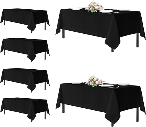 Miniatura 39 de sancua - Manteles blancos rectangulares, paquete de 8 manteles para mesas de 6 pies - Fundas de mesa lavables de poliéster para bodas, fiestas de