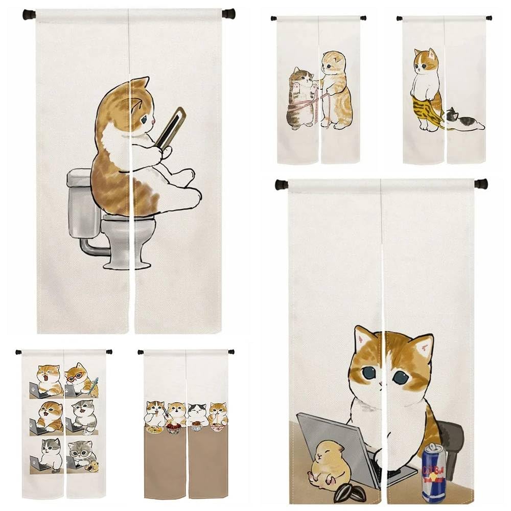 Mann Mart‚Cute Cat Noren Door Curtain: Japanese Style Room Divider for Home Decor, Kitchen, Bedroom & Living Room-image-30