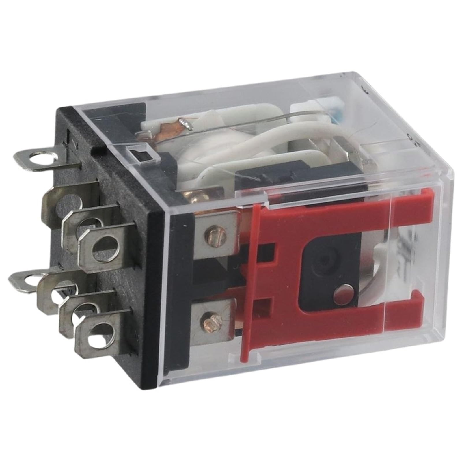 Relé de potencia electromagnético de 8 pines y 10 amperios, ampliamente utilizado con bobina de relé de base de zócalo, indicador LED de 12 V, de riel DIN
