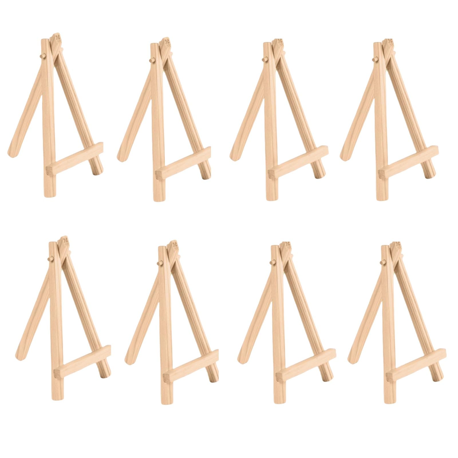 AMFUN 8Pcs Wooden Tabletop Art Display Easels, Mini Easel Triangle Frame, Desktop Holder Stand for Displaying, Canvas, Paintings, Drawing, Weddings, Kids Arts & Crafts 15CM*8CM