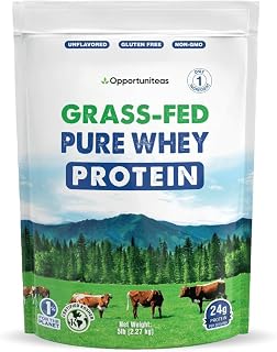 Grass Fed Whey Protein Powder Concentrate - 1 Ingredient - Pure Protein Supplement for Drink, Smoothie, Shake, Cooking & Baking - Non GMO, Hormone Free & Gluten Free - 5 Pounds