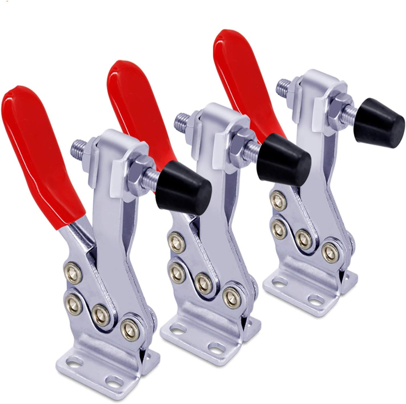 3pcs 500lbs Holding Capacity Toggle Clamp 225D,Quick-Release Horizontal Clamp,Large Hold Down Clamp,w/Antislip Rubber Pressure Tip for Woodworking Jigs and Fixtures, Welding, Drill Press