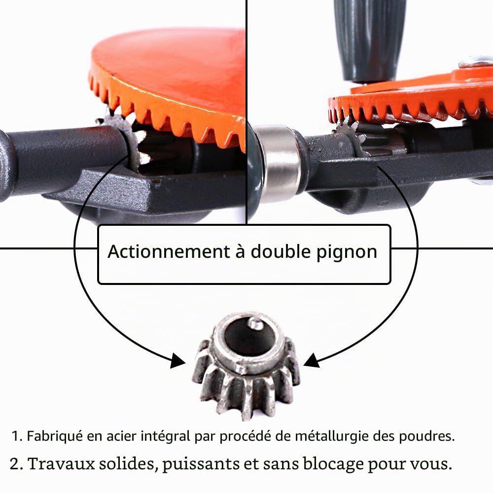 Swpeet puissant Speedy perceuse manuelle 1/10,2 cm d'Acier Double pignons, mandrins et poignée grip pour Woods