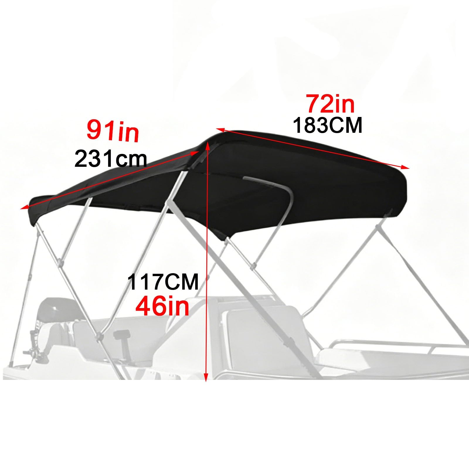 Tendalino Barca 3 Archi, Tendalino Gommone, Solo Telone, 600D Tessuto Oxford Impermeabile con Protezione Solare allo Sbiadimento