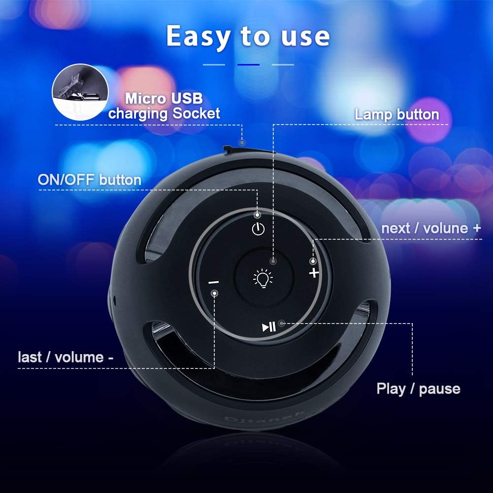 ANERIMST Unique Gifts for Men, Outdoor Bluetooth Speaker Waterproof Wireless with Torch LED Light, Birthday Gift for Boyfriend Him Dad, Cool for Garden, Patio, Outside (Blue Light) - Image 7