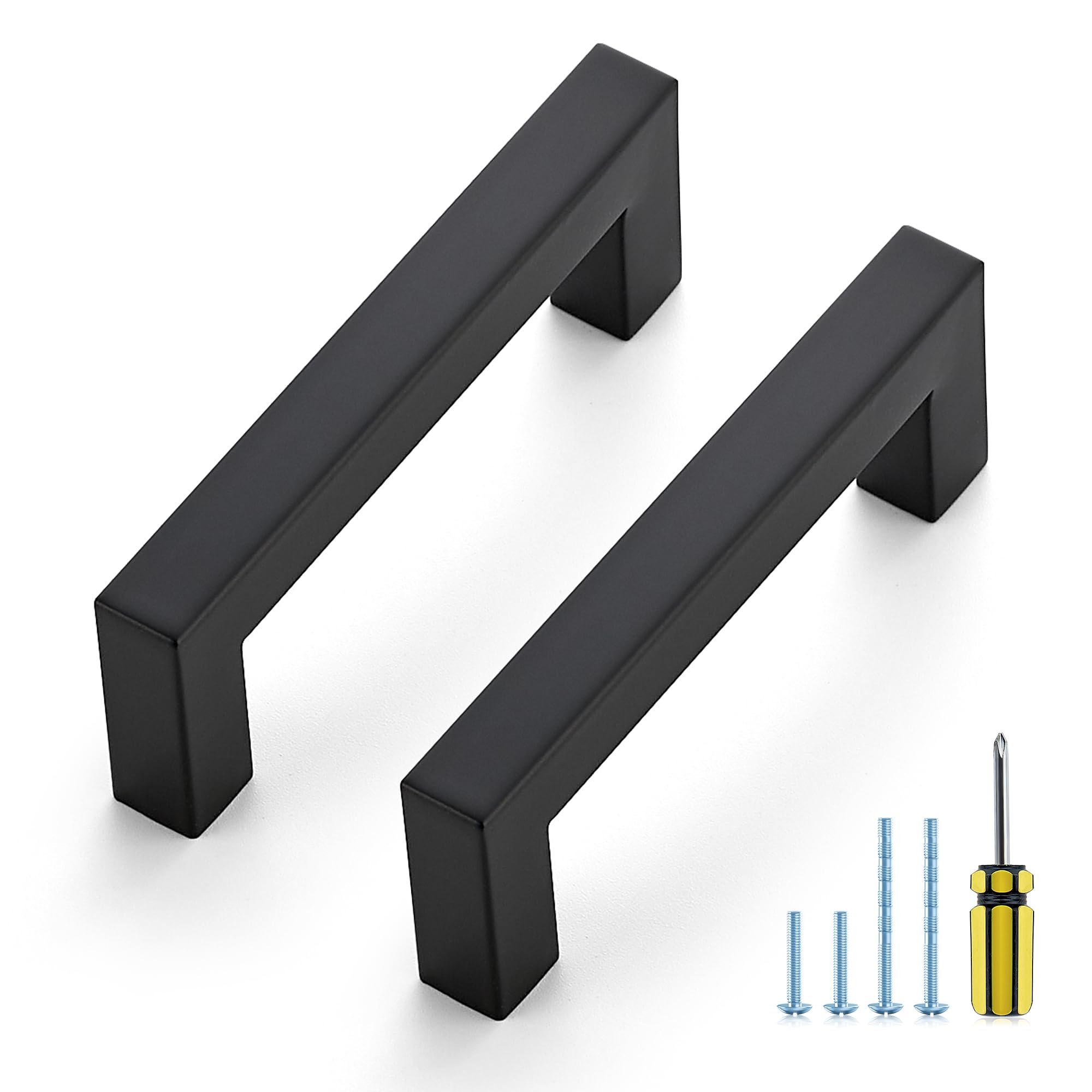 Ravinte Matte Black Square Pulls Cabinet Handles,3-1/2 Inch,10 Pack