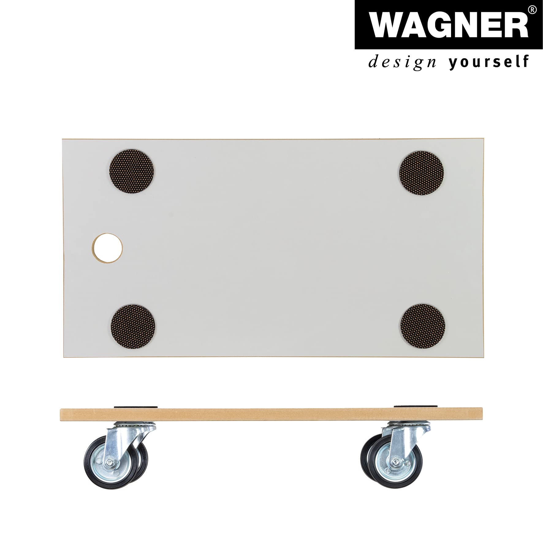 WAGNER Carrello da trasporto MM 1316 I 57,5 x 30 cm I ruote in gomma piena silenziose I cuscinetti antiscivolo I rivestimento speciale I portata 250 kg I facile da pulire I robusto - 20131601