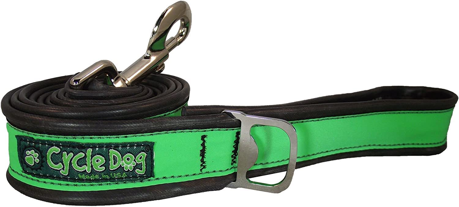 Cycle Dog Bottle Opener Recycled Dog Leash, Green Max Reflective, 6-Feet