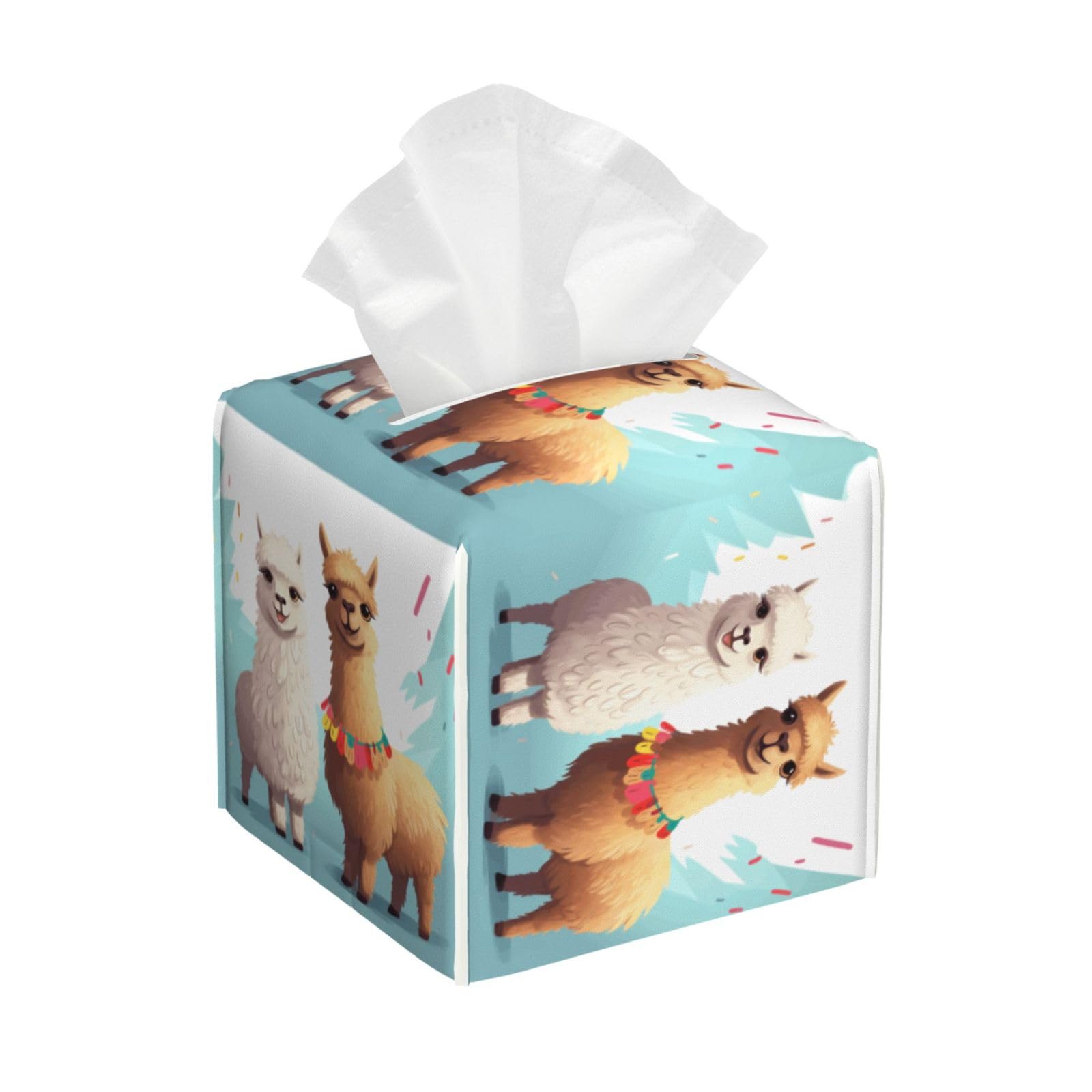 Llama Alpaca Tissue Box Cover Square Cube Boxes