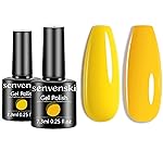 senvenski Lemon Yellow Gel Nail Polish Kit - UV/LED Soak Off Nail Art Set with Nude Light Bright Milky Goose Canary Yellow Colors | Manicure Gift Kit for Women Salon Home Use (CS2-022)