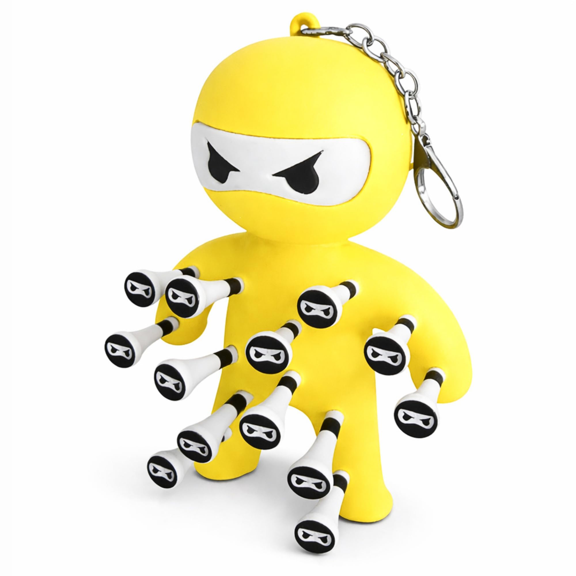 Golf Tee Holder – Ninja Design | Black or White | Holds 13 Tees (Tee Ninja - Yellow)